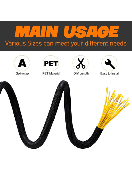 Manga Trenzada Dividida SKNONO 3.66m 1.27cm para Gestión de Cables