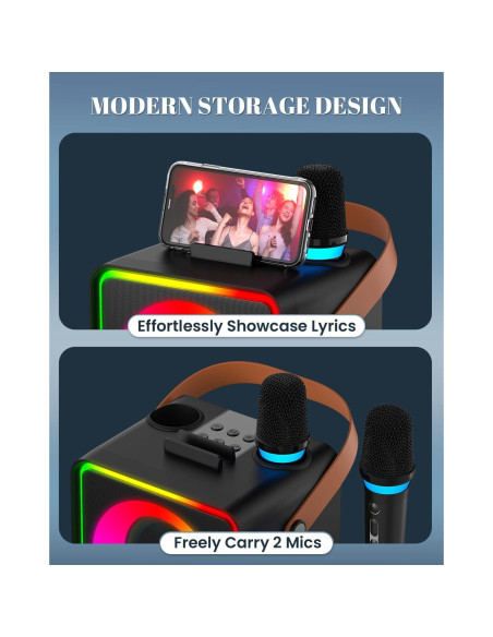 Máquina de Karaoke YLL con 2 Micrófonos Inalámbricos y Bluetooth