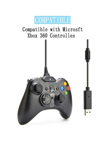 Reiso 2 Cables de Carga USB para Controlador Xbox 360 Negro