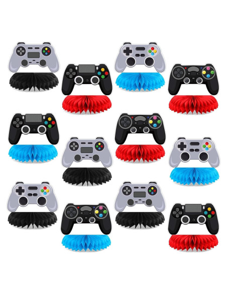 12 Decoraciones de Centro de Mesa Gamer QOUBAI - Panal Colorido