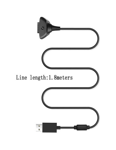 Reiso 2 Cables de Carga USB para Controlador Xbox 360 Negro