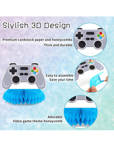 12 Decoraciones de Centro de Mesa Gamer QOUBAI - Panal Colorido