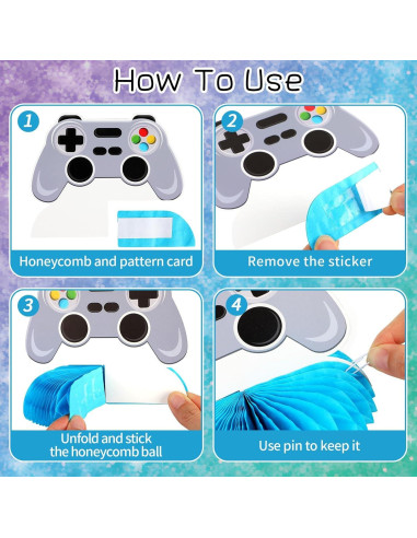 12 Decoraciones de Centro de Mesa Gamer QOUBAI - Panal Colorido