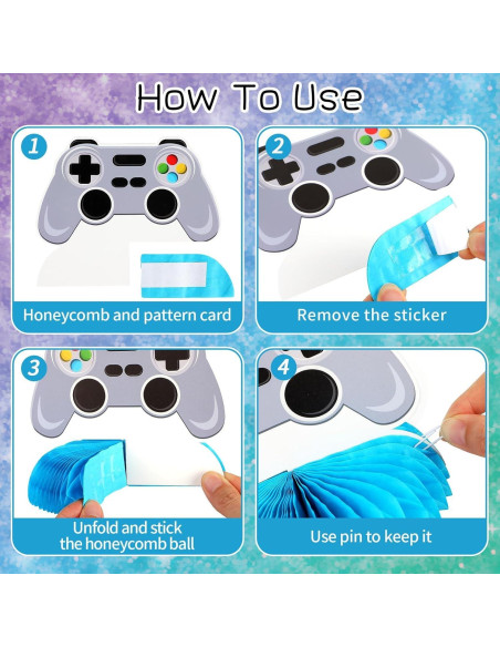 12 Decoraciones de Centro de Mesa Gamer QOUBAI - Panal Colorido