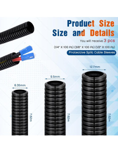 Tubo de Loom de Cable Dividido Sasylvia 3 Piezas 25 pies 2