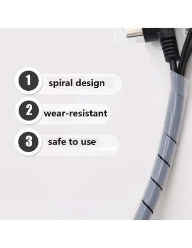 Envoltura de Cable Espiral Lhazemu 10m 8mm Blanca Organizador