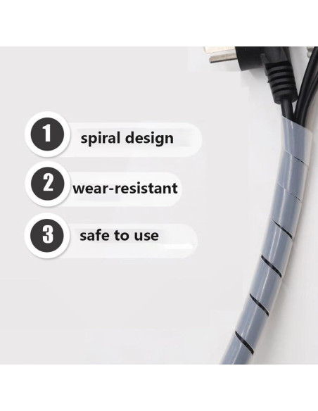 Envoltura de Cable Espiral Lhazemu 10m 8mm Blanca Organizador
