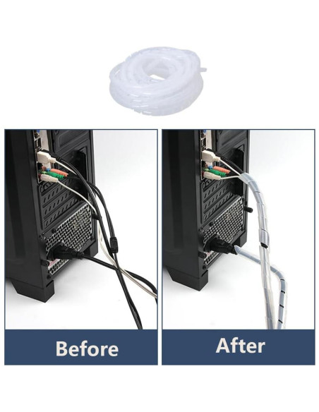 Envoltura de Cable Espiral Lhazemu 10m 8mm Blanca Organizador