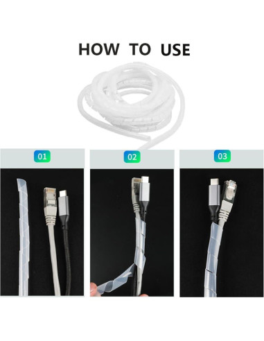 Envoltura de Cable Espiral Lhazemu 10m 8mm Blanca Organizador