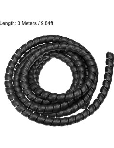 Manga de Gestión de Cables Espiral uxcell 14mm x 17mm 3m Negro 2