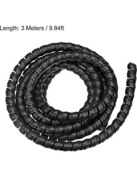 Manga de Gestión de Cables Espiral uxcell 14mm x 17mm 3m Negro