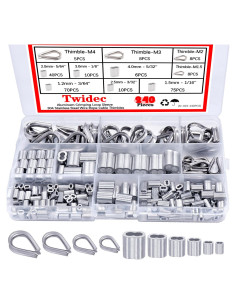 Kit de Ojales y Mangas de Crimpado Twidec 240 Piezas Aluminio