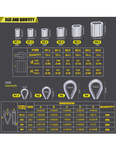 Kit de Ojales y Mangas de Crimpado Twidec 240 Piezas Aluminio 2