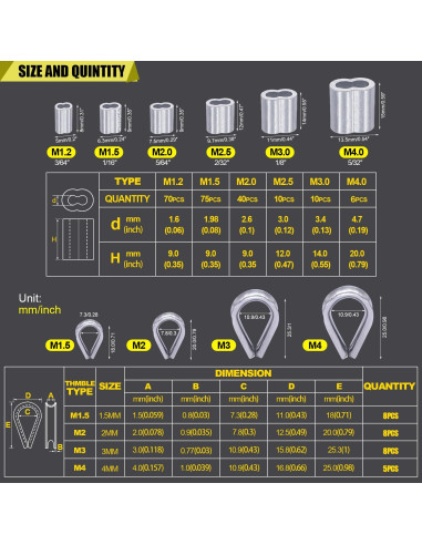 Kit de Ojales y Mangas de Crimpado Twidec 240 Piezas Aluminio