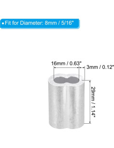 Manga de bucle de crimpado aluminio uxcell 8mm 10pcs plata 2