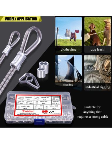 Kit de Ojales y Mangas de Crimpado Twidec 240 Piezas Aluminio