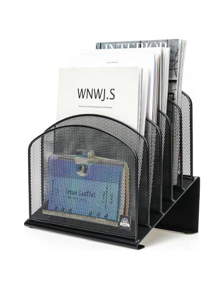 Organizador de Archivos de Escritorio Delifox 5 Secciones Negro