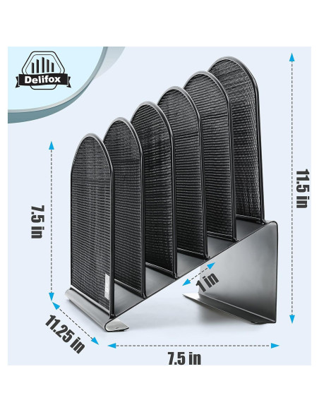 Organizador de Archivos de Escritorio Delifox 5 Secciones Negro