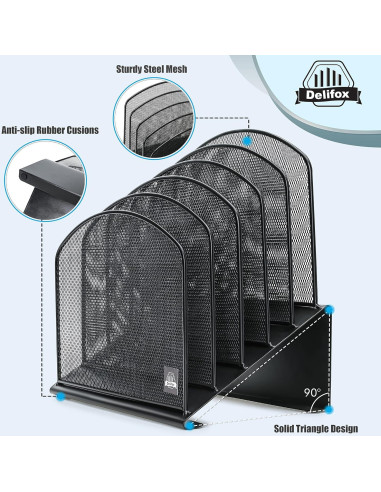 Organizador de Archivos de Escritorio Delifox 5 Secciones Negro