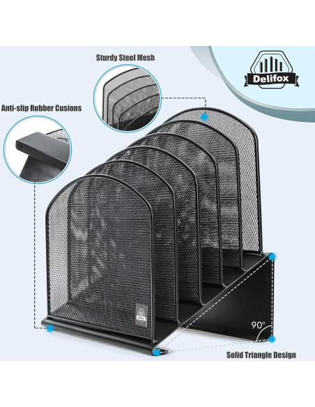 Organizador de Archivos de Escritorio Delifox 5 Secciones Negro
