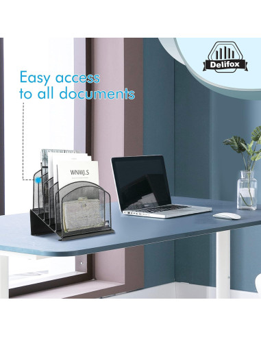 Organizador de Archivos de Escritorio Delifox 5 Secciones Negro