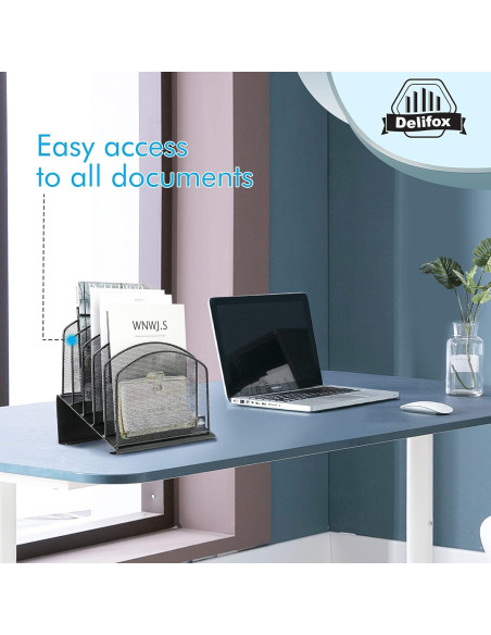 Organizador de Archivos de Escritorio Delifox 5 Secciones Negro