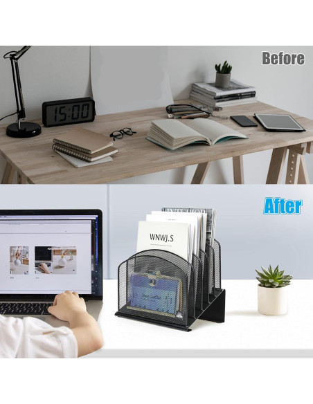 Organizador de Archivos de Escritorio Delifox 5 Secciones Negro