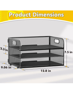 Organizador de Papel de 3 Niveles MINDEPOT Negro - Bandeja de Cartas 2