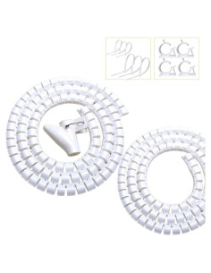 Manga de Gestión de Cables VIWIEU Blanca 1.1" y 0.87" con Clips