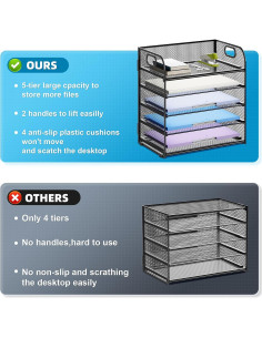 Organizador de Papel Marbrasse 5 Niveles Malla Negro 2