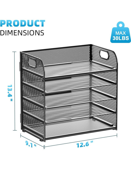 Organizador de Papel Marbrasse 5 Niveles Malla Negro