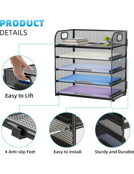 Organizador de Papel Marbrasse 5 Niveles Malla Negro