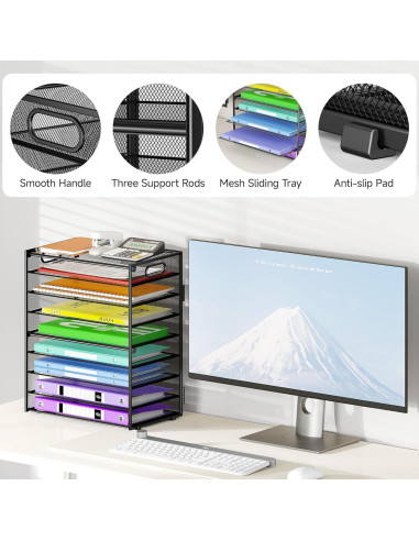 Organizador de Escritorio Cawukege 9 Niveles Negro Ajustable
