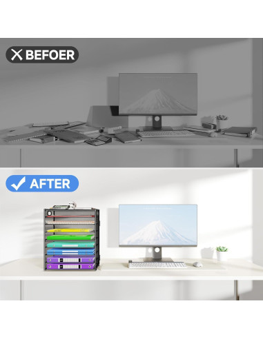 Organizador de Escritorio Cawukege 9 Niveles Negro Ajustable