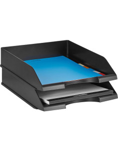 Organizador de cartas apilable Amazon Basics, negro, 2 unidades 2