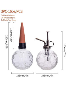 Juego de 3 Esferas de Riego Automático Ltzmcmy de Vidrio 473ml 2