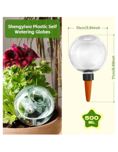 Paquete de 2 Esferas de Autorriego Shengyi 500ml para Plantas 2