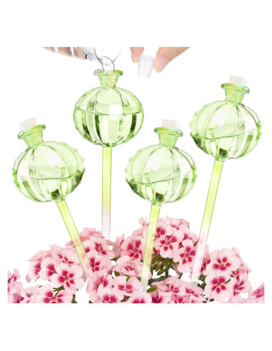 4 Esferas de Autorriego de Vidrio FWYDRJZC 20.3 cm Verde