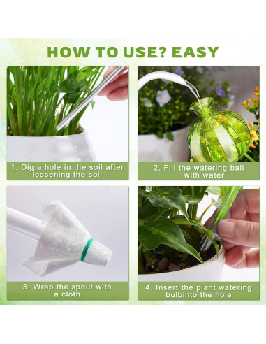 4 Esferas de Autorriego de Vidrio FWYDRJZC 20.3 cm Verde