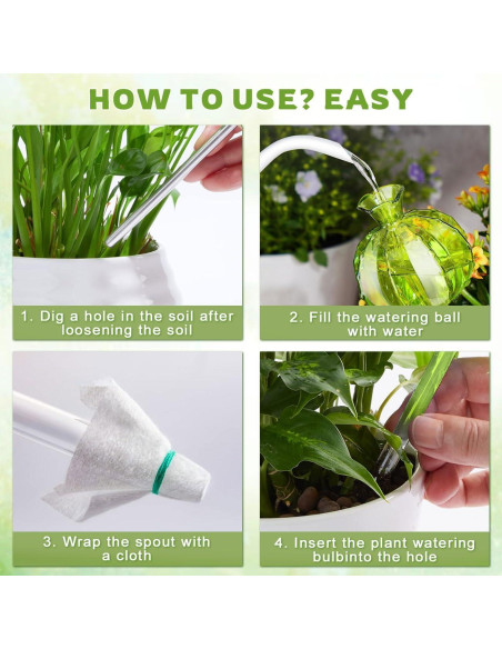 4 Esferas de Autorriego de Vidrio FWYDRJZC 20.3 cm Verde