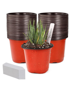Macetas de Plástico TDHDIKE 4" para Vivero - 100pcs con Etiquetas