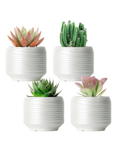 Juego de 4 Macetas de Cerámica 9.4 cm con Drenaje Bestseler