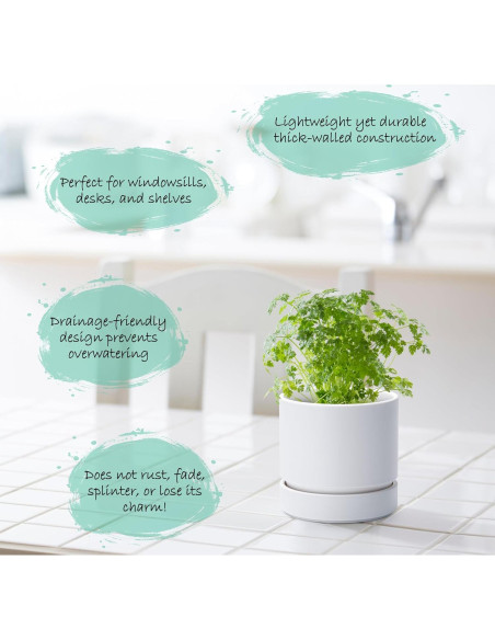 Maceta de Plástico Phoenix Vine 10 cm Blanca Mate con Plato