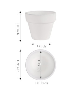 Macetas de Terracota Blancas Yishang 1.9" Paquete de 12 2