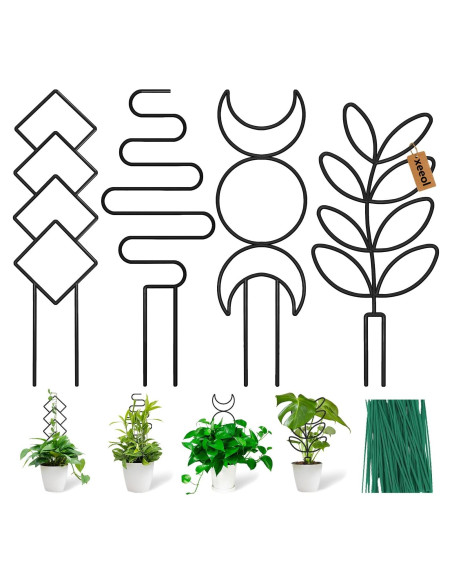 Trellis para Plantas Trepadoras Xeeol, Set de 4, Metal Negro Trellis para Plantas Trepadoras Xeeol, Set de 4, Metal Negro