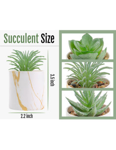 Plantas Artificiales Suculentas Der Rose - 3 Piezas Verde 2