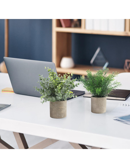 ALAGIRLS 4 Plantas Artificiales Eucalipto en Macetas Decorativas