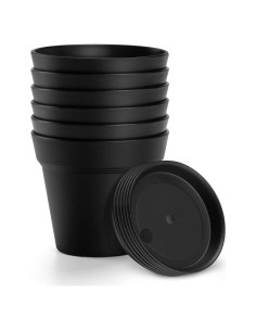 Macetas de Plástico 4 Pulgadas FHWTY - 6 Paquete con Bandeja