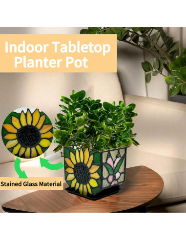 Maceta de Jardín de Vidrio Templado Entlityful Girasol 11.7x13.1cm