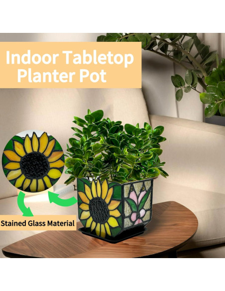Maceta de Jardín de Vidrio Templado Entlityful Girasol 11.7x13.1cm
